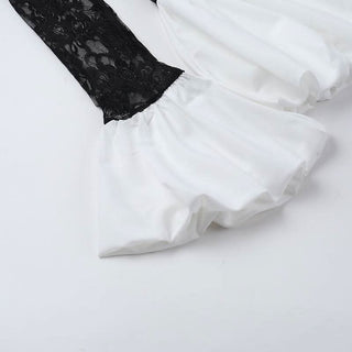 Long sleeve lace patchwork zip-up mini dress