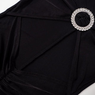 Long sleeve off shoulder o ring solid jumpsuit