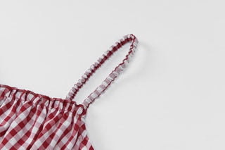 Plaid print smocked cami pant set