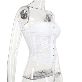 Lace up bustier button tube top
