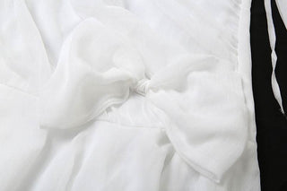 Halter off shoulder chiffon bowknot ruffle mini dress