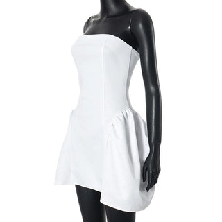 Ruched zip-up backless stitch tube mini dress
