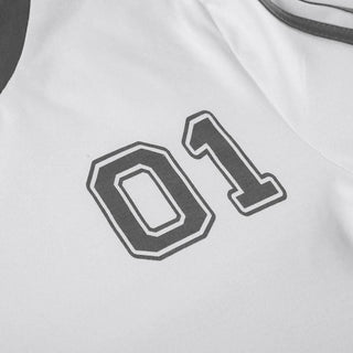 Long sleeve crewneck "01" print crop top