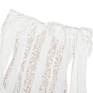 Long flared sleeve off shoulder lace mini dress-final-sale