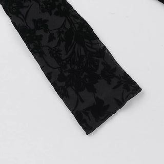 Round neck long sleeve self tie flower print maxi dress