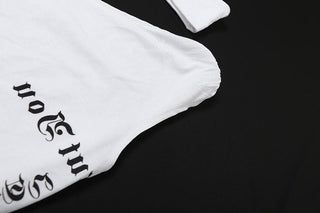 One shoulder irregular letter print sleeveless top