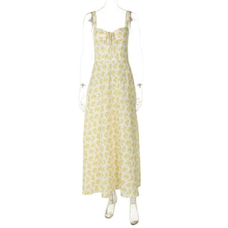 Self tie flower print cami maxi dress