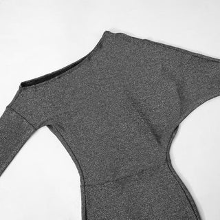 One shoulder long sleeve glitter mini dress