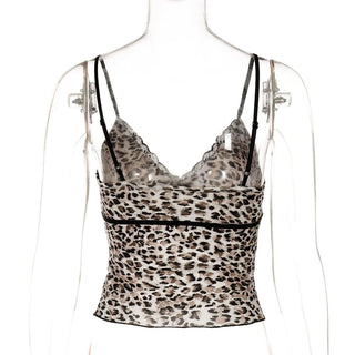 V neck bowknot leopard print cami top