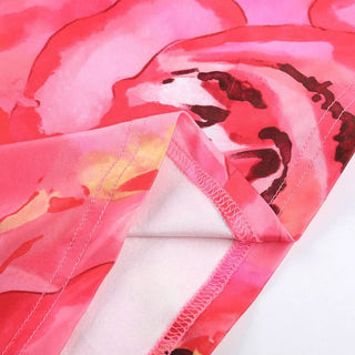 Cowl neck self tie flower print backless maxi dress