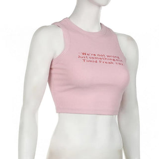 Crewneck letter print stitch tank top