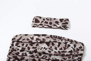 Leopard print ruched scarf tube top