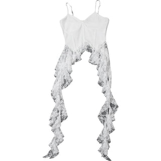 Lace v neck patchwork ruffle solid cami top
