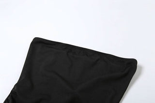 Irregular backless solid tube midi dress