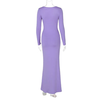 Long sleeve sweetheart neck ruched maxi dress