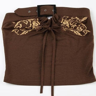 Buckle backless print tube top