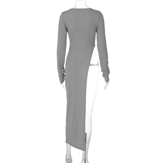 Long sleeve crewneck solid slit top