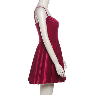 V neck velvet mesh cami mini dress