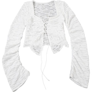 Long sleeve cross front textured top