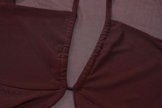 Sweetheart neck long sleeve mesh crop top