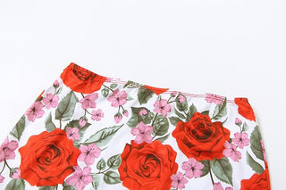V neck flower print cami maxi skirt set