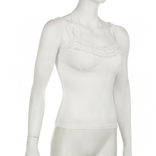 Halter lace hem ruched self tie cami top