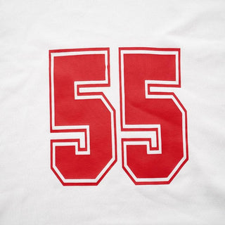 Short sleeve "55" pattern self tie crop top