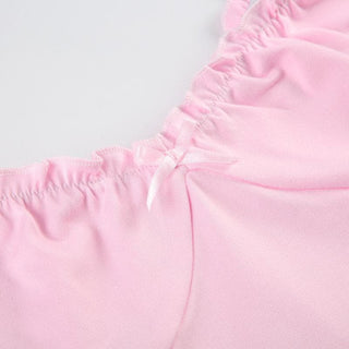 Long sleeve bowknot sweetheart neck ruffle top
