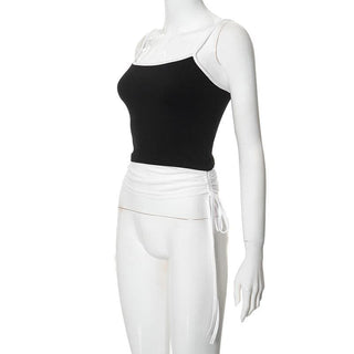 Drawstring ruched self tie cami crop top
