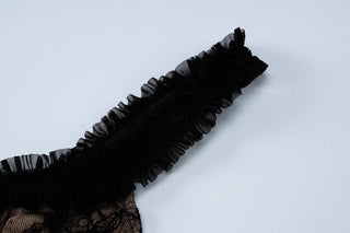 Lace ruffle ruched hollow out cami cut out mini dress