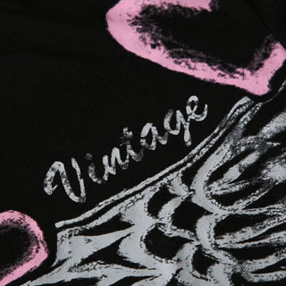 Long sleeve crewneck abstract print patchwork top