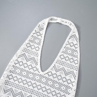 Halter lace hollow out see through backless romper