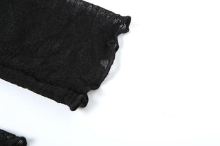 Off shoulder long sleeve hollow out self tie cut out mini dress