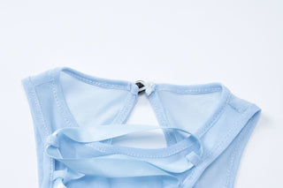 Shrug mesh long sleeve button 3 piece mini dress