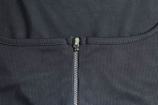 Zip-up self tie ribbed square neck solid pant set