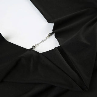 Halter cowl neck metal chain backless top