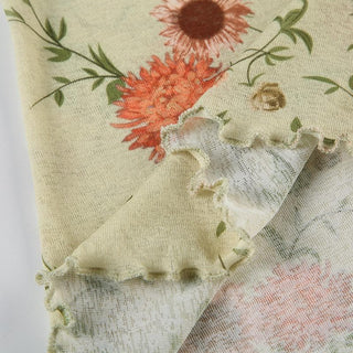 Lace hem flower print ruffle cami top