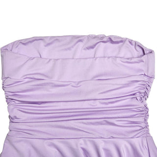 Ruched backless solid ruffle tube mini dress