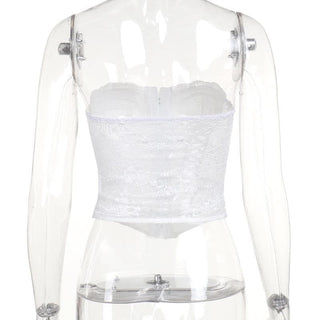 Lace up bustier button tube top