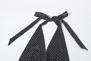 Halter polka dot print v neck backless maxi dress