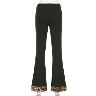 Leopard print fluffy low rise pant