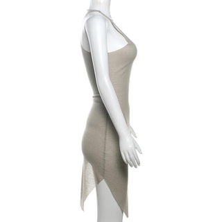 U neck sleeveless irregular solid tank top