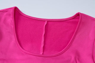 Solid u neck long sleeve romper