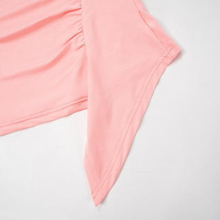 Ruched irregular ruffle solid tank top