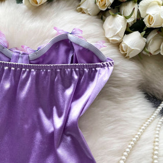 Sweetheart neck butterfly applique backless tube top