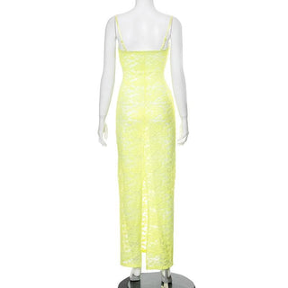 Sweetheart neck see through lace cami maxi dress