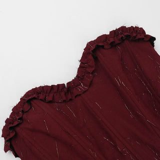 Ruched ruffle smocked corset sweetheart neck mini dress