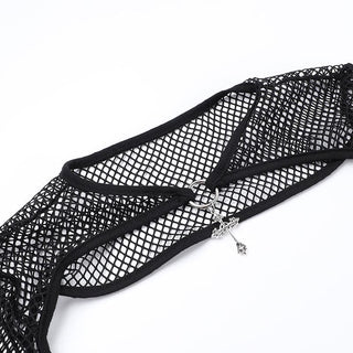 Long sleeve fishnet shrug cross applique 2 piece top