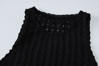 Sleeveless crewneck textured tank top