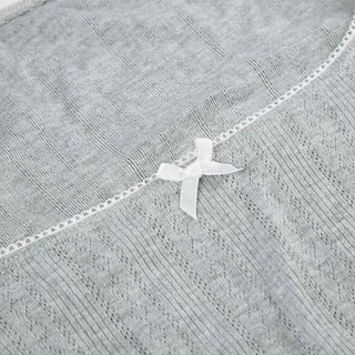 Square neck long sleeve bowknot ruffle top